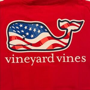 Vineyard Vines Red Tee with Flag Whale
